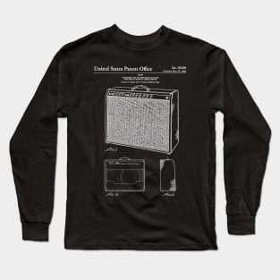 Guitar Amp Patent - Guitarist Band Musician Art - Black Chalkboard Long Sleeve T-Shirt